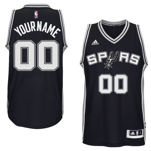 Men San Antonio Spurs Adidas Black Custom Swingman Road NBA Jersey